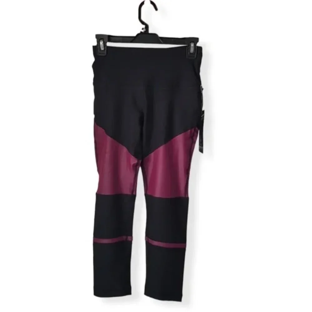90 Degree by Reflex High Waisted Leggings Colorblock S Ruby Black - Picture 5 of 12